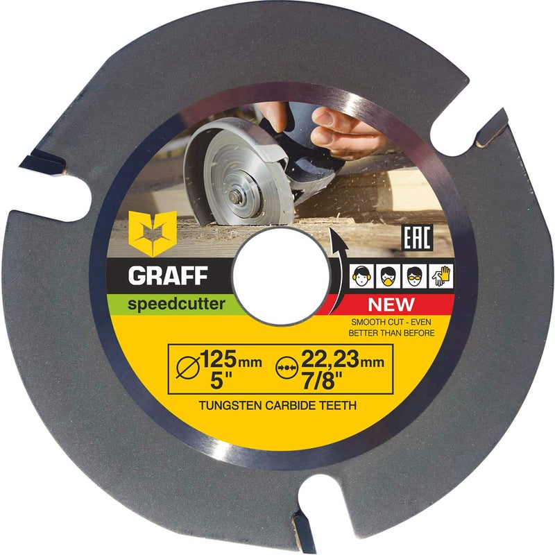 GRAFF SPEEDCUTTER 5 Inch Wood Carving Disc for Angle Grinder - Circular Saw Blade for Cutting, Sculpting & Shaping - 7/8 Inch Arbor - 125mm - Image 1